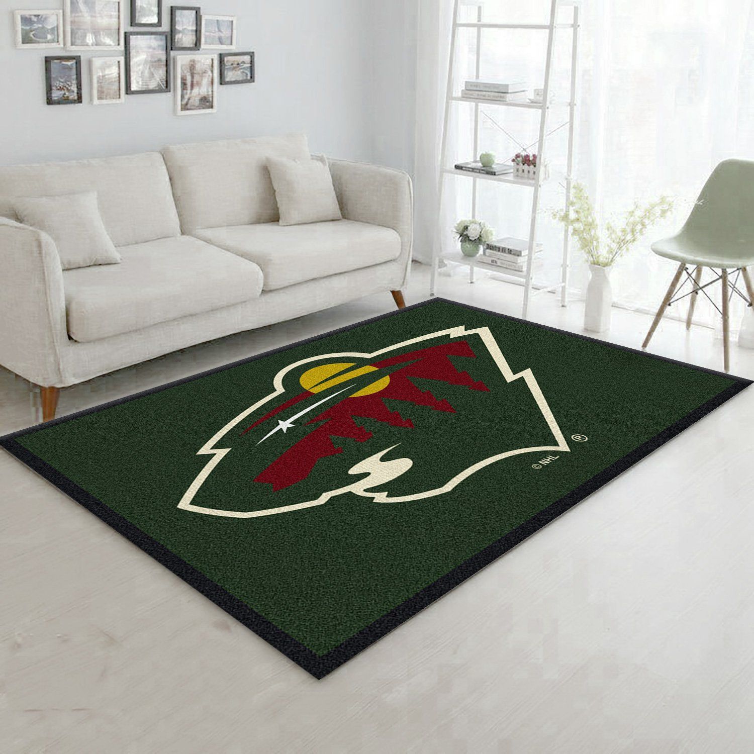 Nhl Spirit Minnesota Wild Area Rug Carpet, Living Room Rug, Floor Decor Home Decor