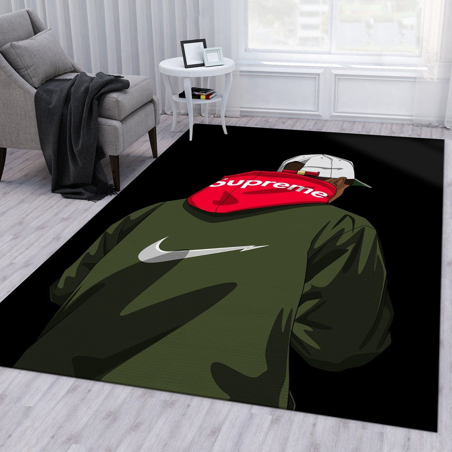 Nike Ft Supreme Fashion Brand Area Rug Living Room Rug Family Gift US Decor