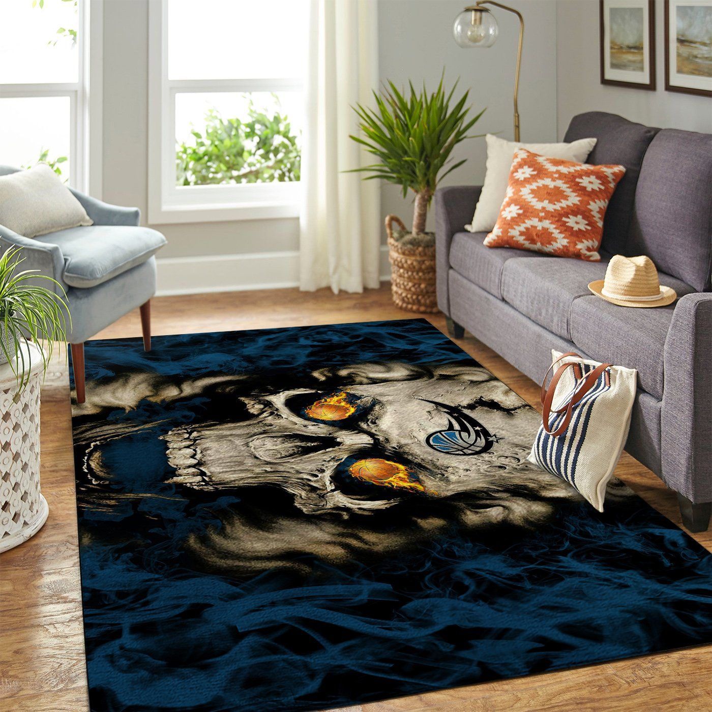 Orlando Magic Nba Team Logo Skull Style Nice Gift Home Decor Area Rug Rugs For Living Room