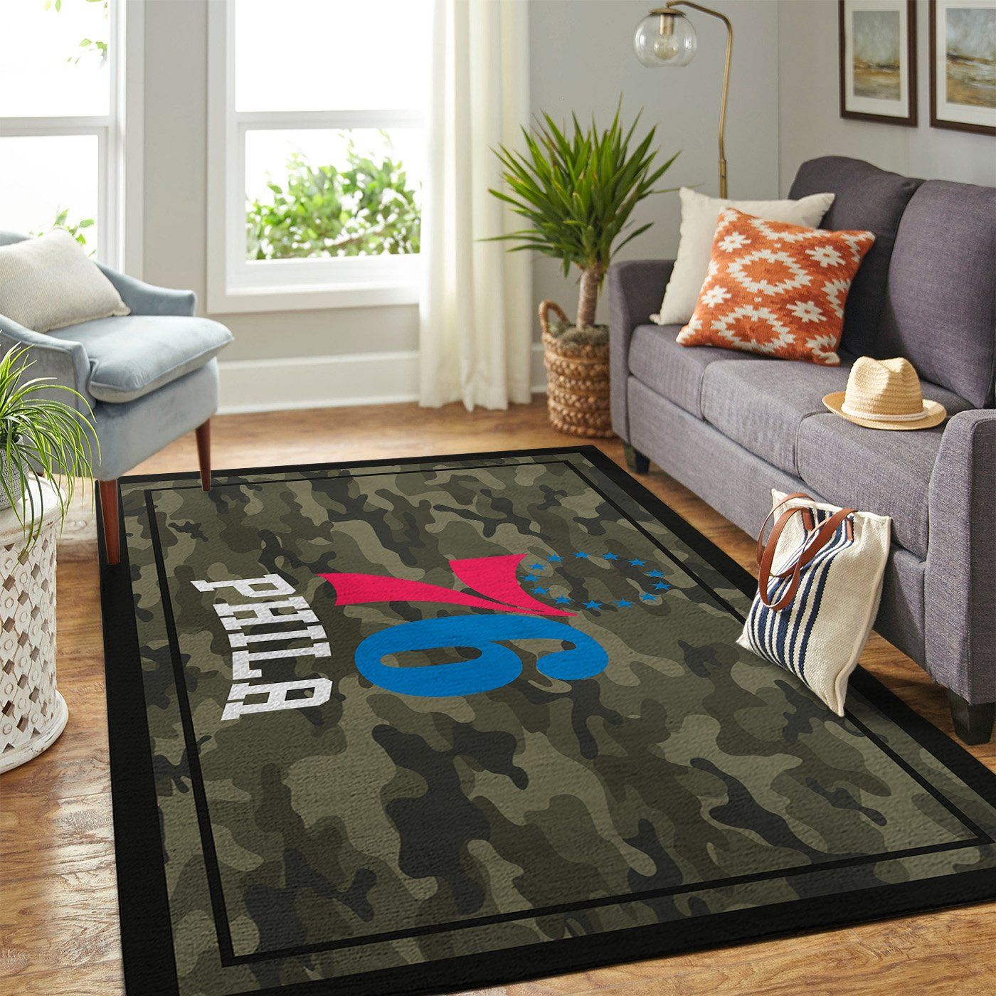 Philadelphia 76ers Nba Team Logo Camo Style Nice Gift Home Decor Area Rug Rugs For Living Room