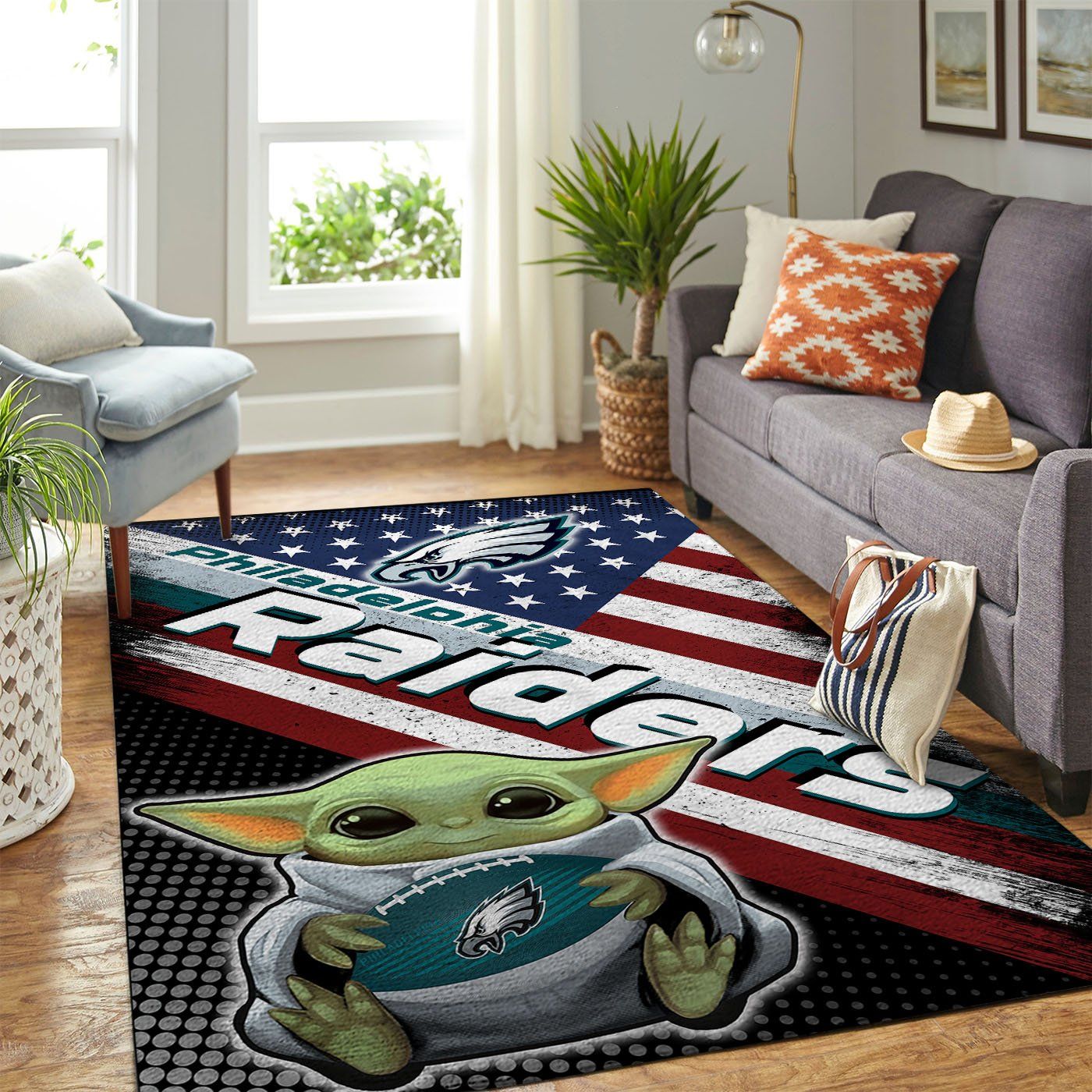 Philadelphia Eagles Nfl Team Logo Baby Yoda Us Style Nice Gift Home Decor  Rectangle Area Rug - Travels in Translation