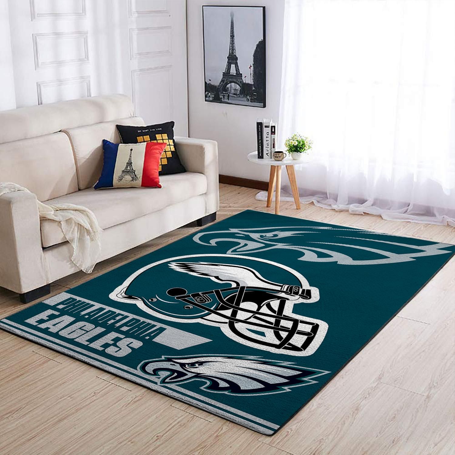 Philadelphia Eagles Nfl Team Logo Helmet Nice Gift Home Decor Area Rug Rugs For Living Room Rug Home Decor