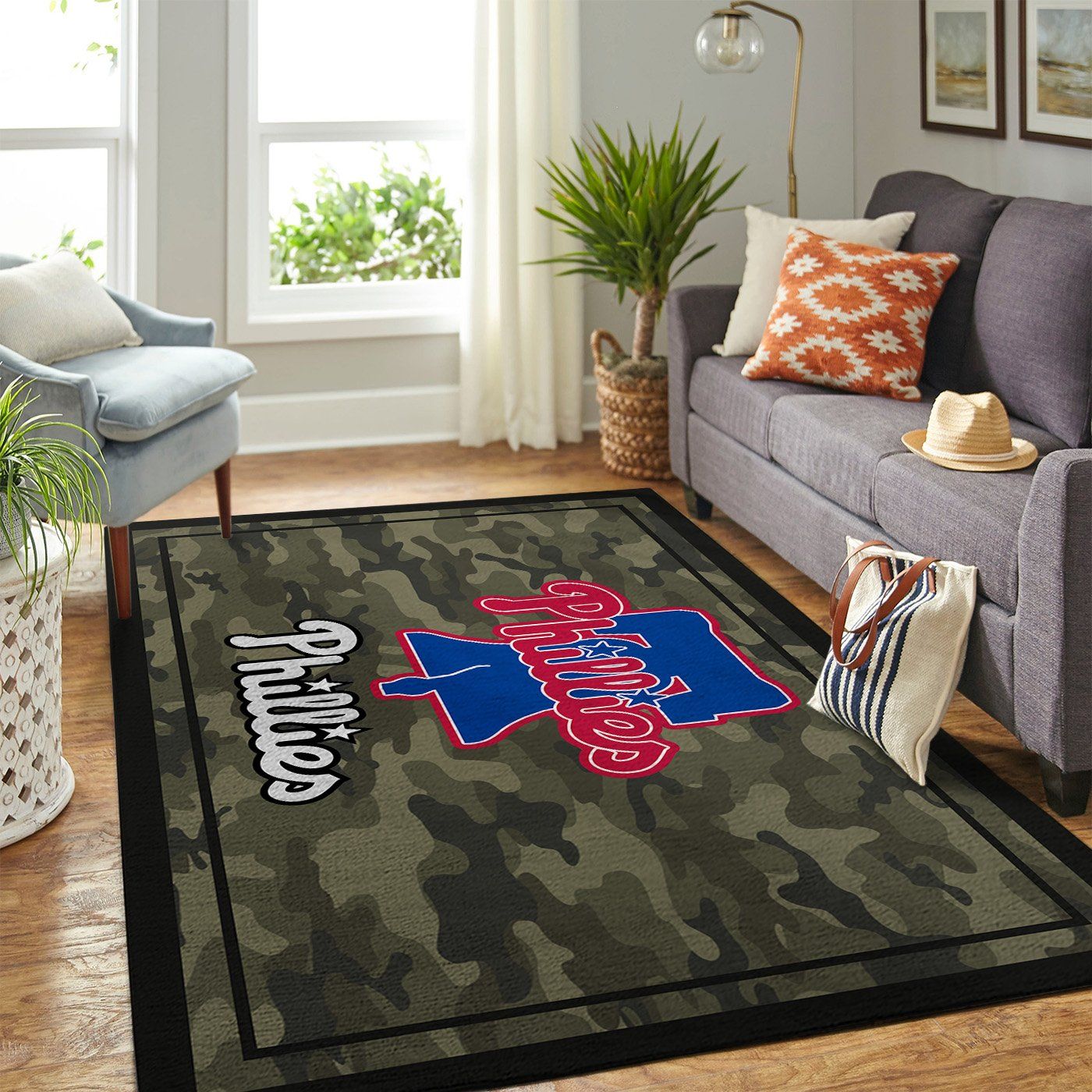 Philadelphia Phillies Mlb Team Logo Camo Style Nice Gift Home Decor Area Rug Rugs For Living Room