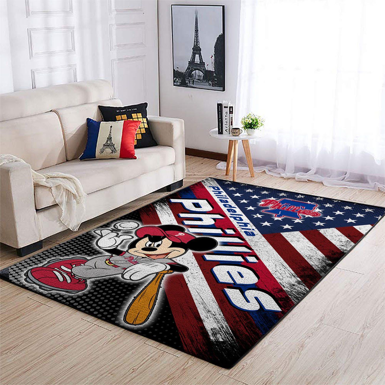 Philadelphia Phillies Mlb Team Logo Mickey Us Style Nice Gift Home Decor Rectangle Area Rug