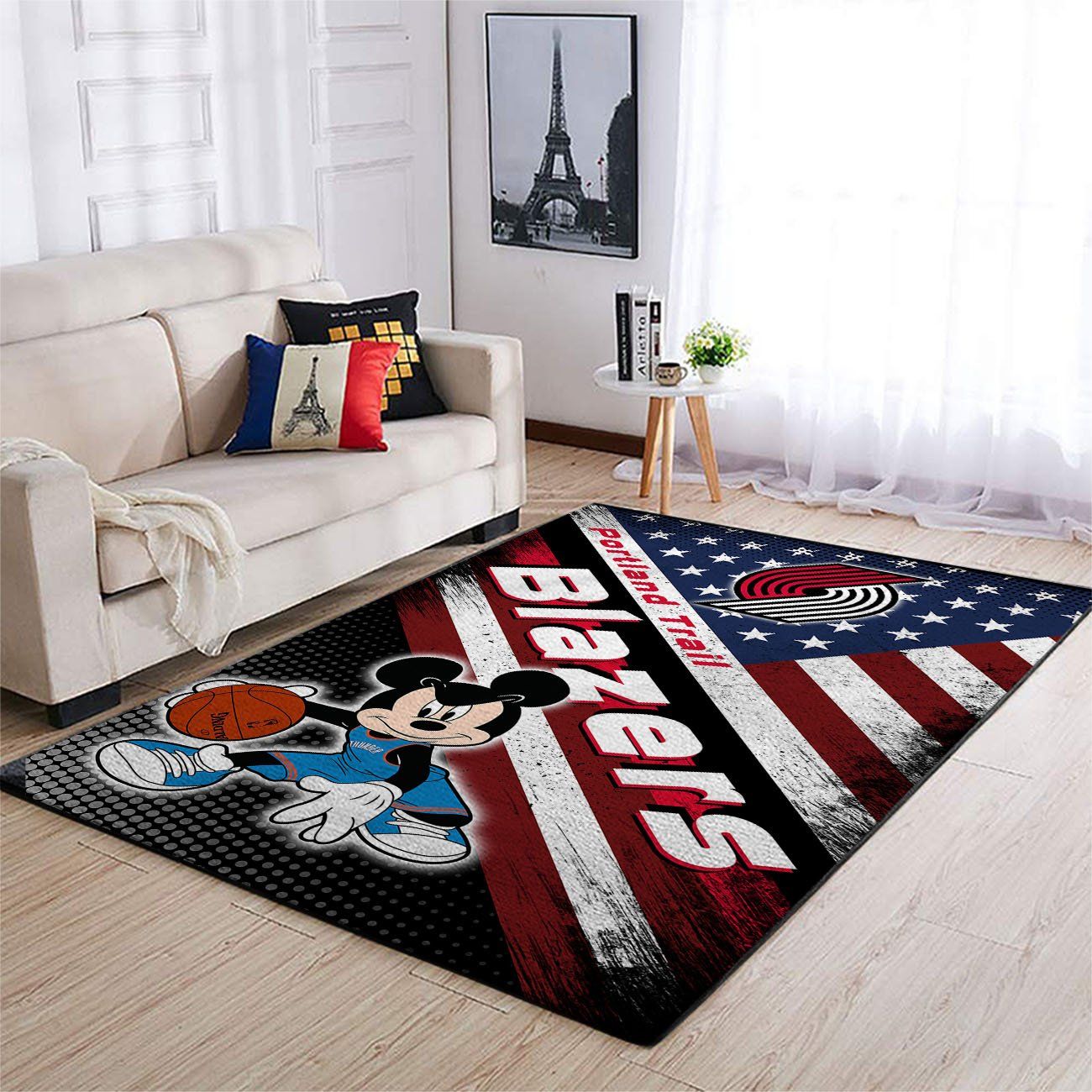 Portland Trailblazers Nba Team Logo Mickey Us Style Nice Gift Home Decor Rectangle Area Rug