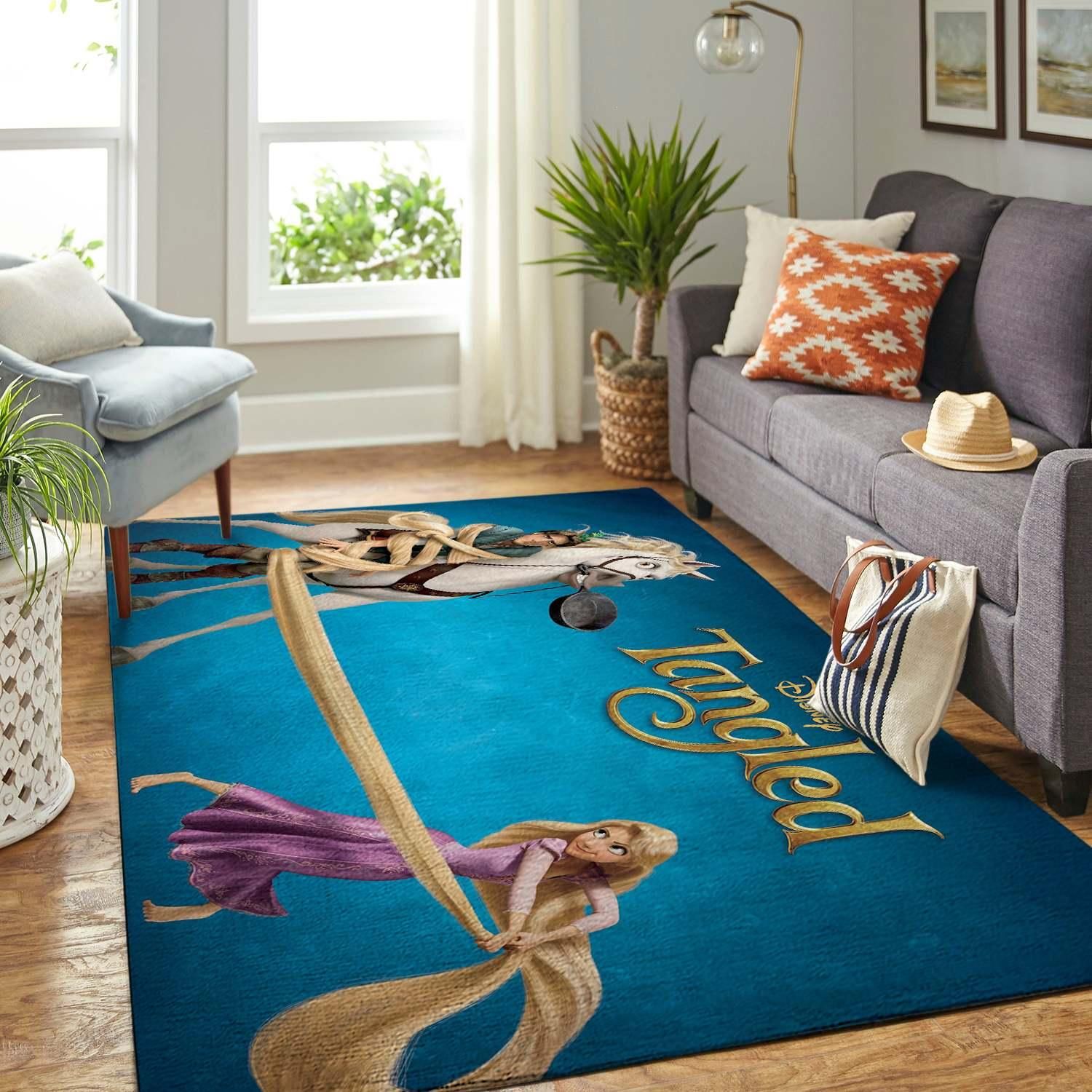 Rapunzel And The Wanted Flynn Rider Disney Living Room Area Rug Carpet, Kitchen Rug, Home Decor