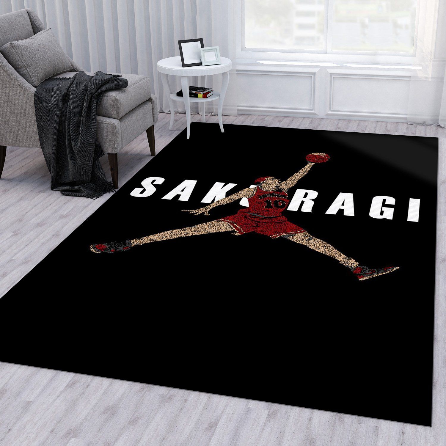 Sakuragi Jumpman Doodle Jordan Area Rug For Christmas Bedroom Rug US Gift Decor