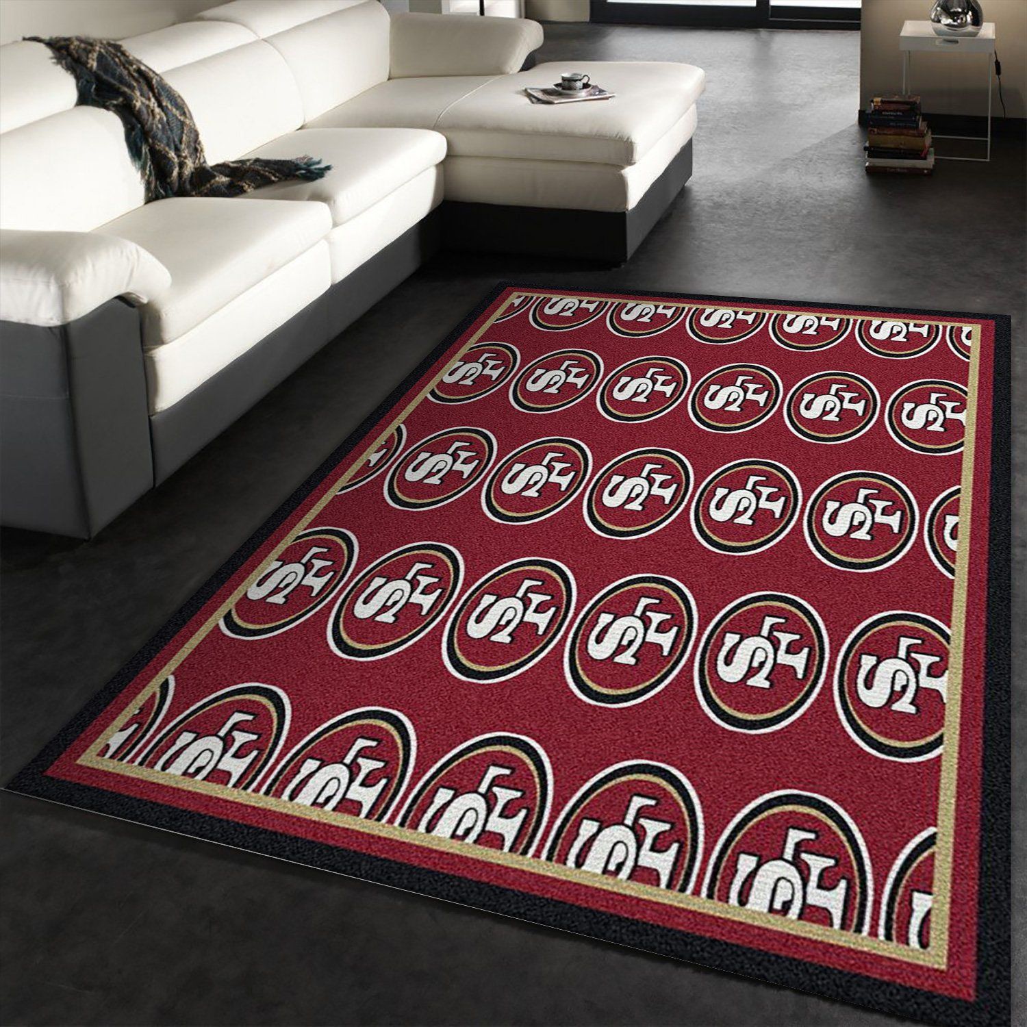 San Francisco 49ers Repeat Rug Nfl Team Area Rug Carpet, Kitchen Rug, US Gift Decor