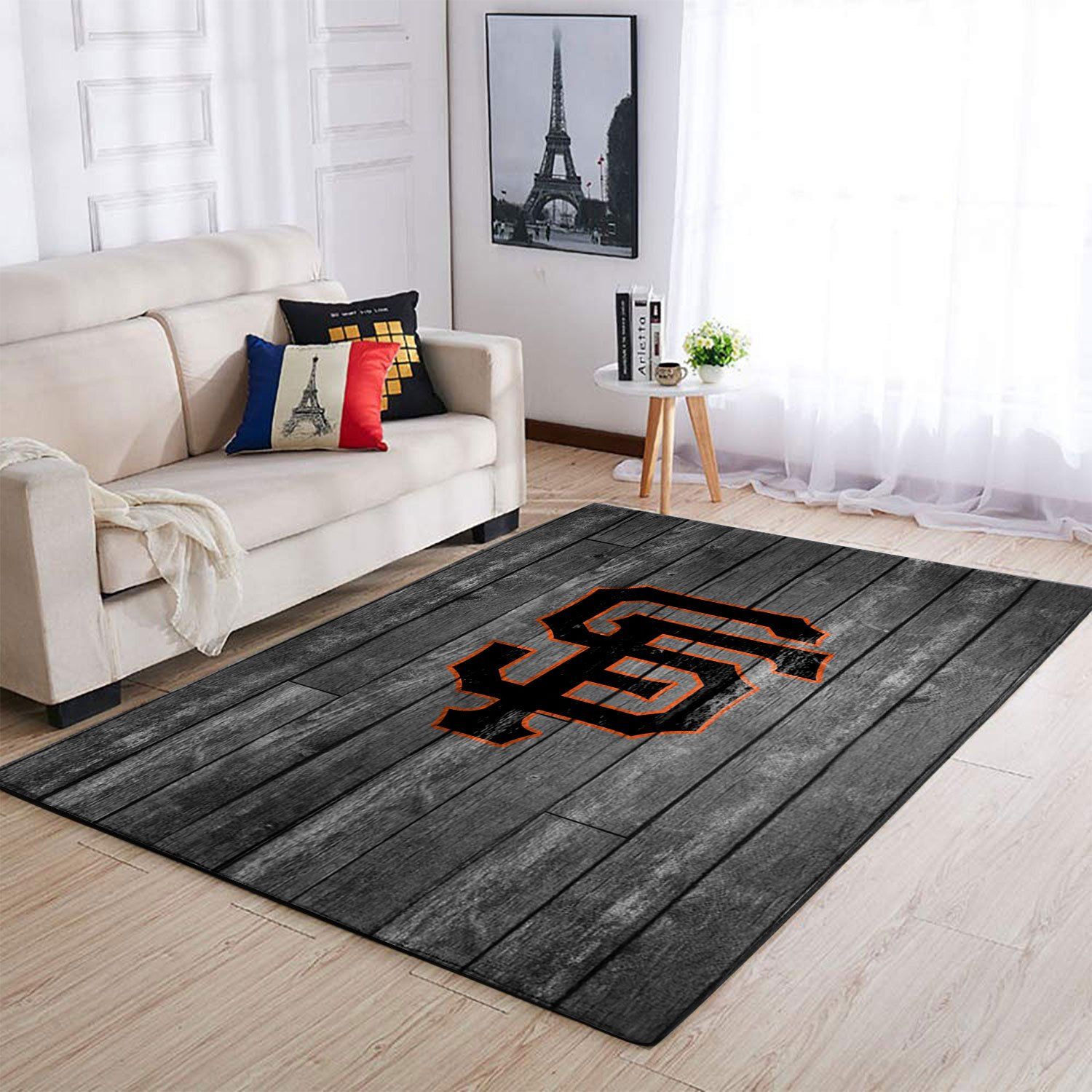 San Francisco Giants Mlb Team Logo Grey Wooden Style Style Nice Gift Home Decor Rectangle Area Rug