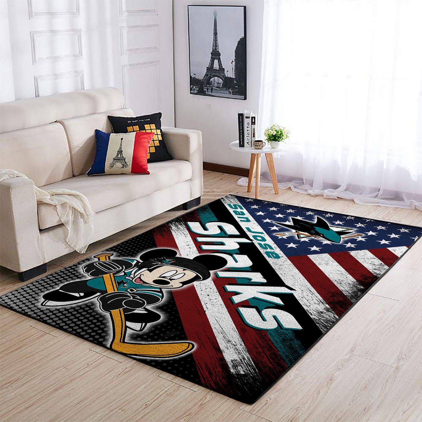 San Jose Sharks Nhl Team Logo Mickey Us Style Nice Gift Home Decor Rectangle Area Rug