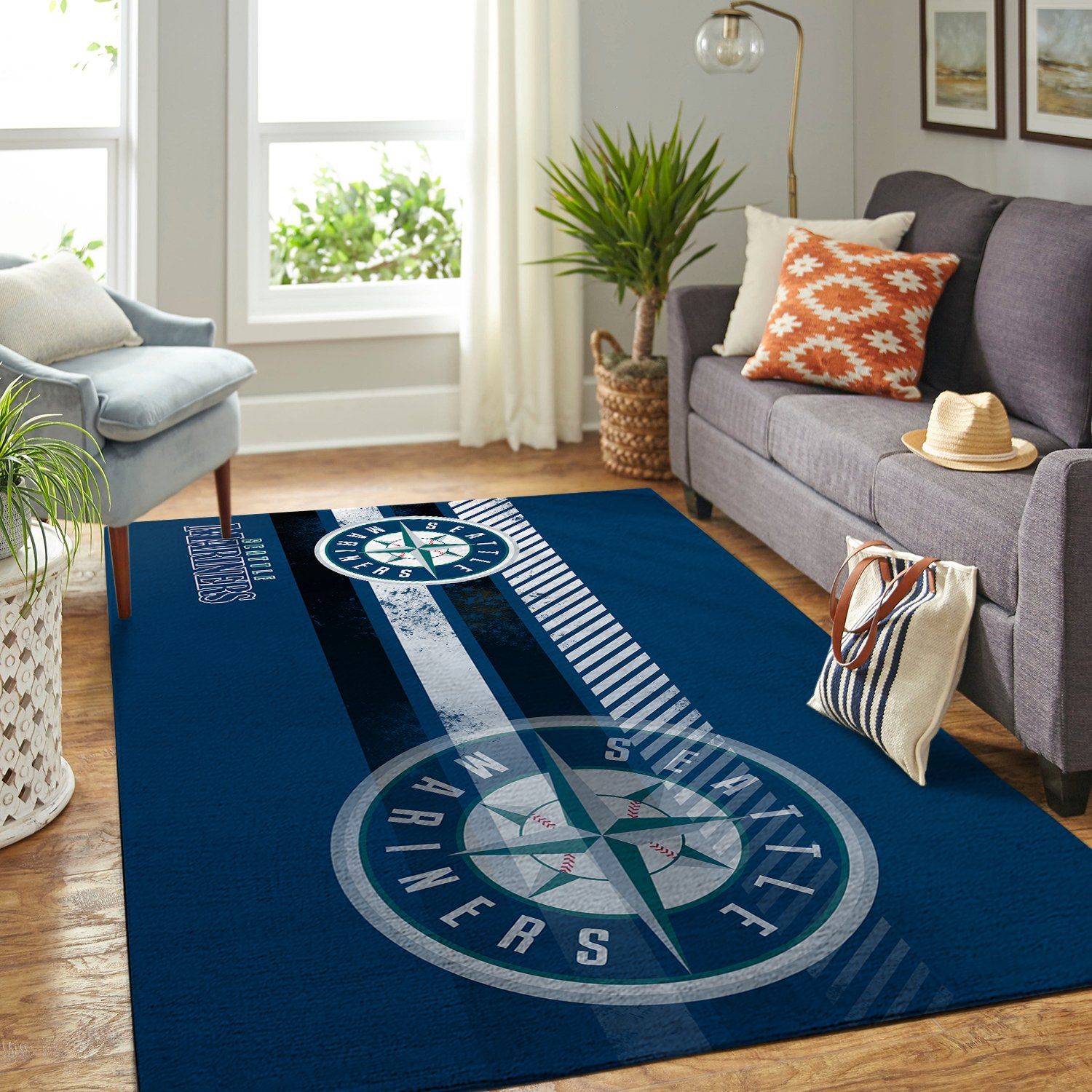 Seattle Mariners Mlb Team Logo Nice Gift Home Decor Rectangle Area Rug