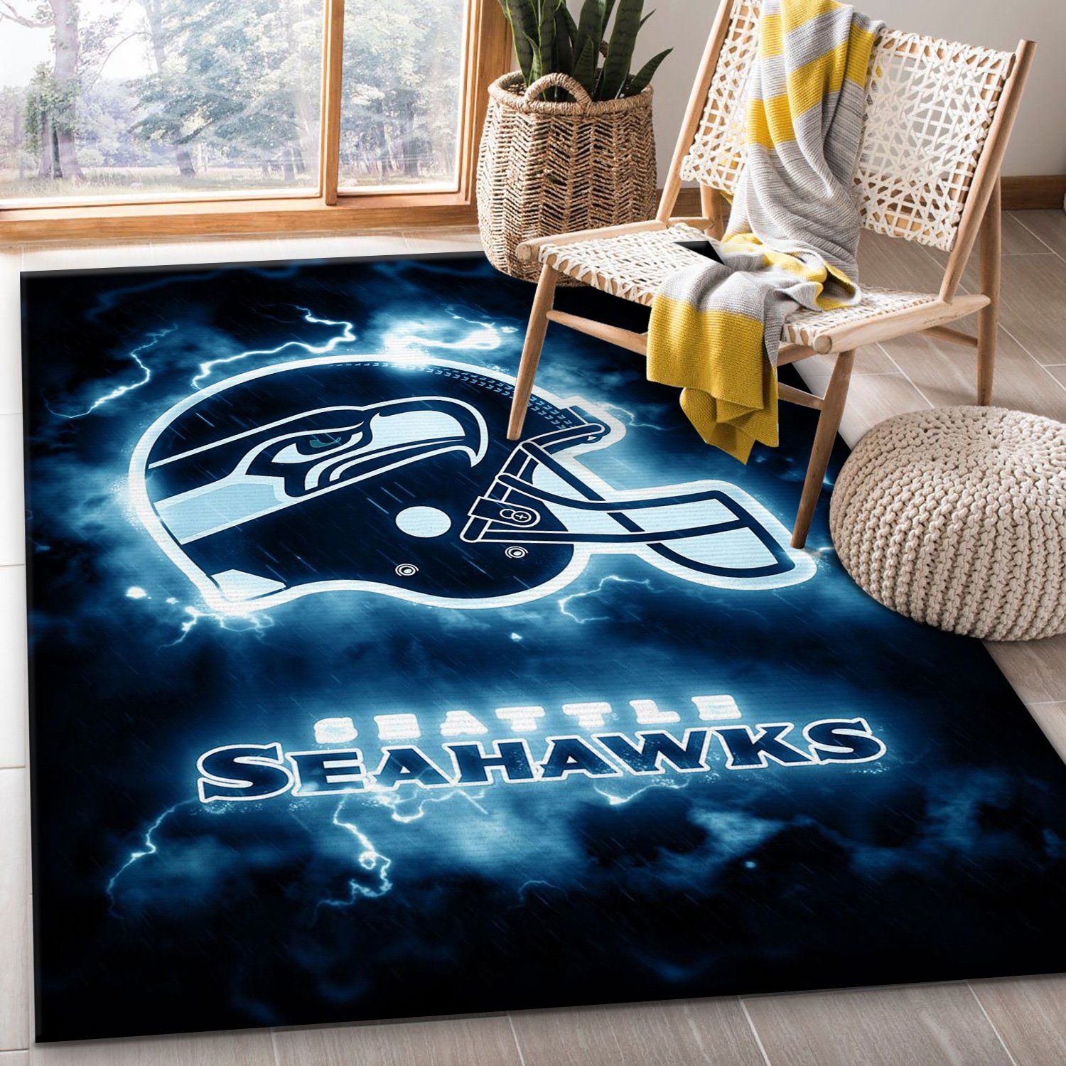 Seattle Seahawks NFL Area Rug Living Room Rug Floor Decor Home Decor