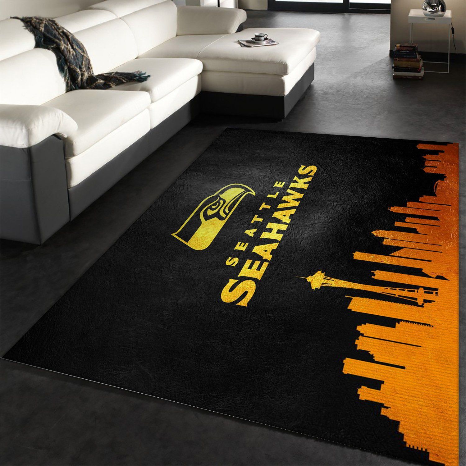 Seattle Seahawks Skyline NFL Area Rug For Christmas, Living room and bedroom Rug, Christmas Gift US Decor