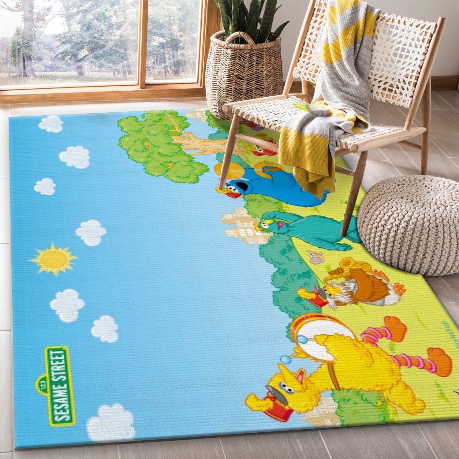 Sesame Street Walk Area Rug For Christmas Bedroom Rug Family Gift US Decor