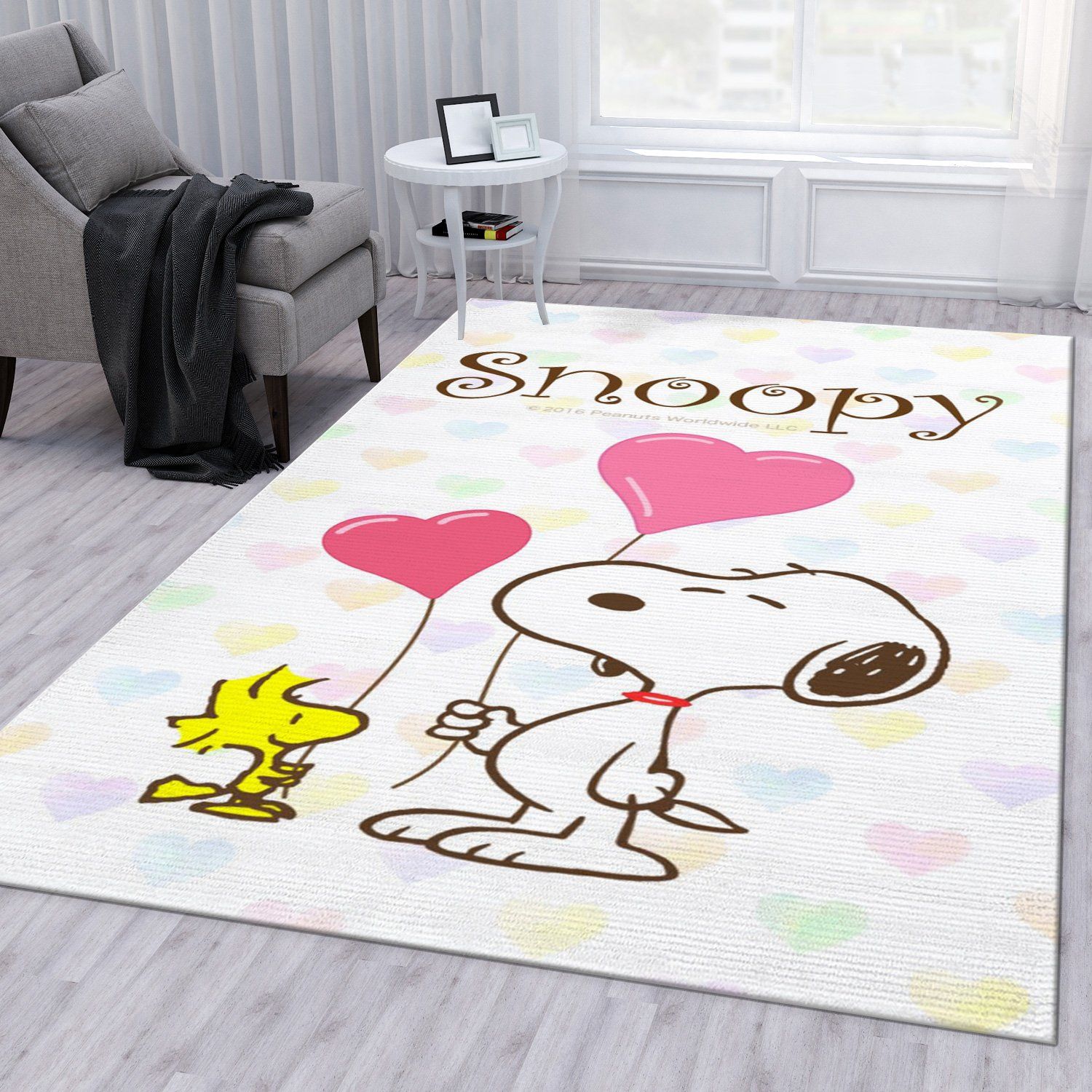 Snoopy Love Area Rug For Christmas Bedroom Rug US Gift Decor