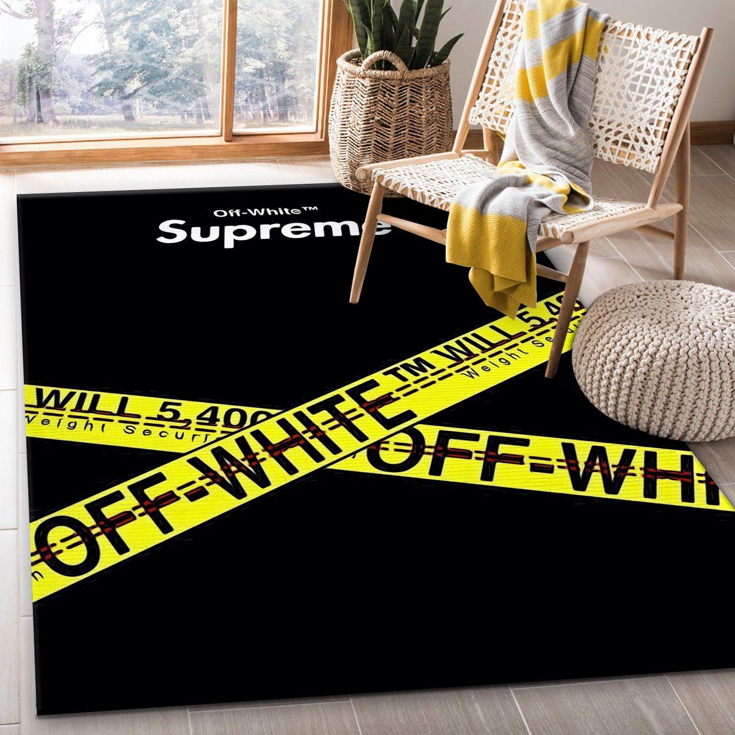 Supreme X Offwhite Rug Living Room Rug Christmas Gift US Decor