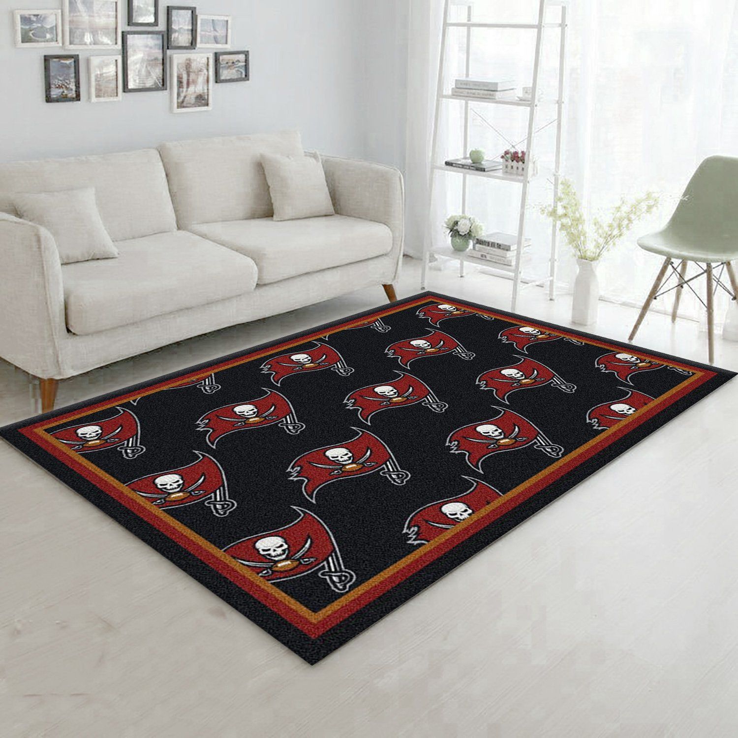 Tampa Bay Buccaneers Repeat Rug Nfl Team Area Rug Carpet, Living Room Rug, Family Gift US Decor