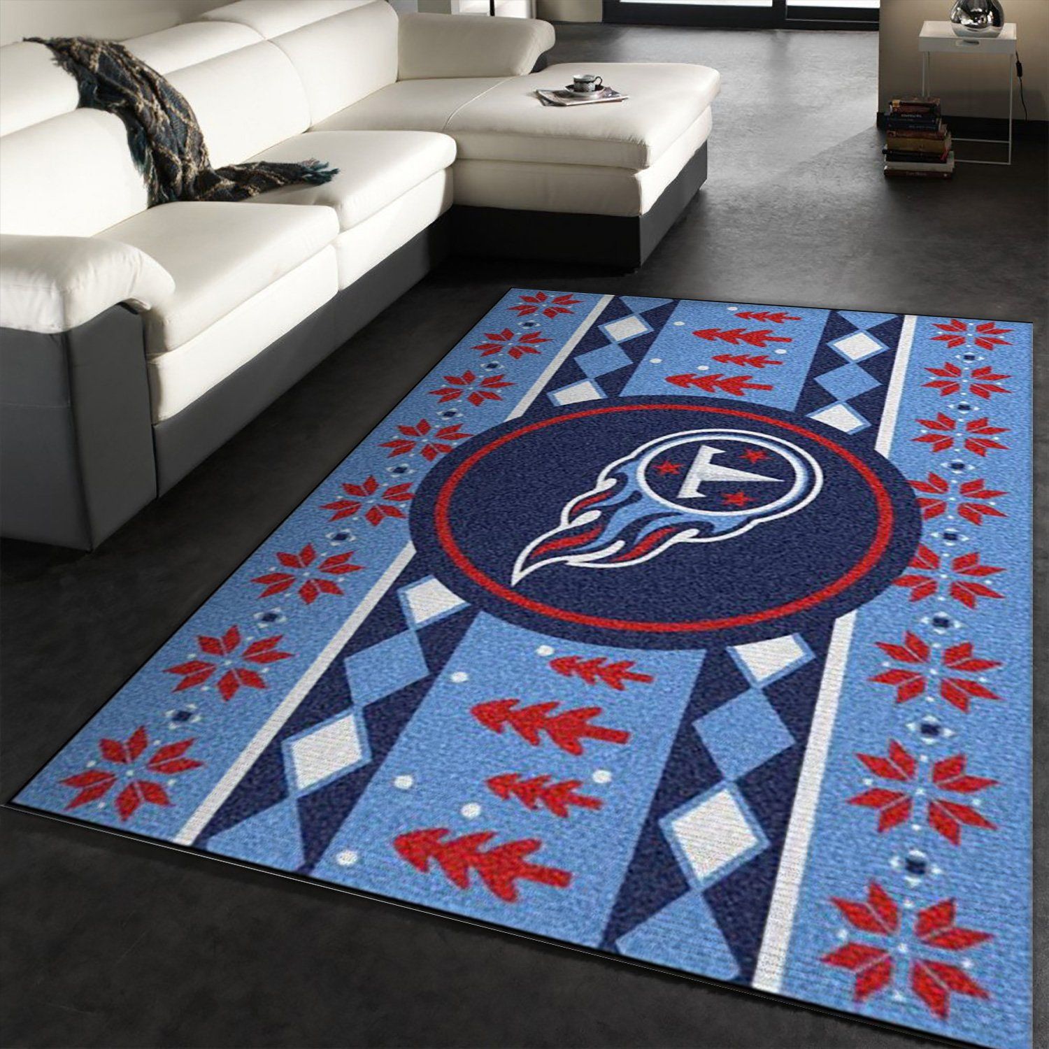 Tennessee Titans Nfl Team Logo Grey Area Rugs Wooden Style Living