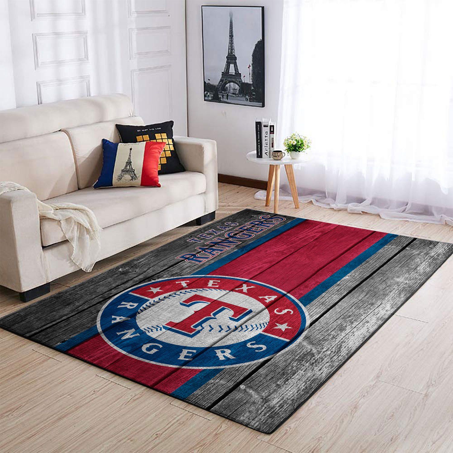 Texas Rangers Mlb Team Logo Wooden Style Style Nice Gift Home Decor Rectangle Area Rug