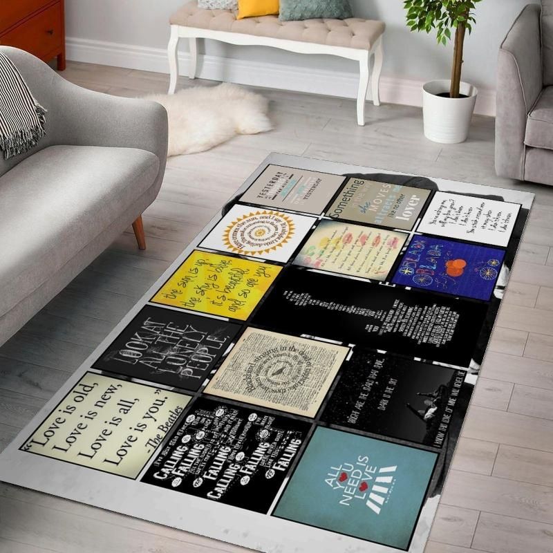 The Beatles Song V1 Living Rooms Area Rug Carpet, Living Room Rug, Family Gift US Decor