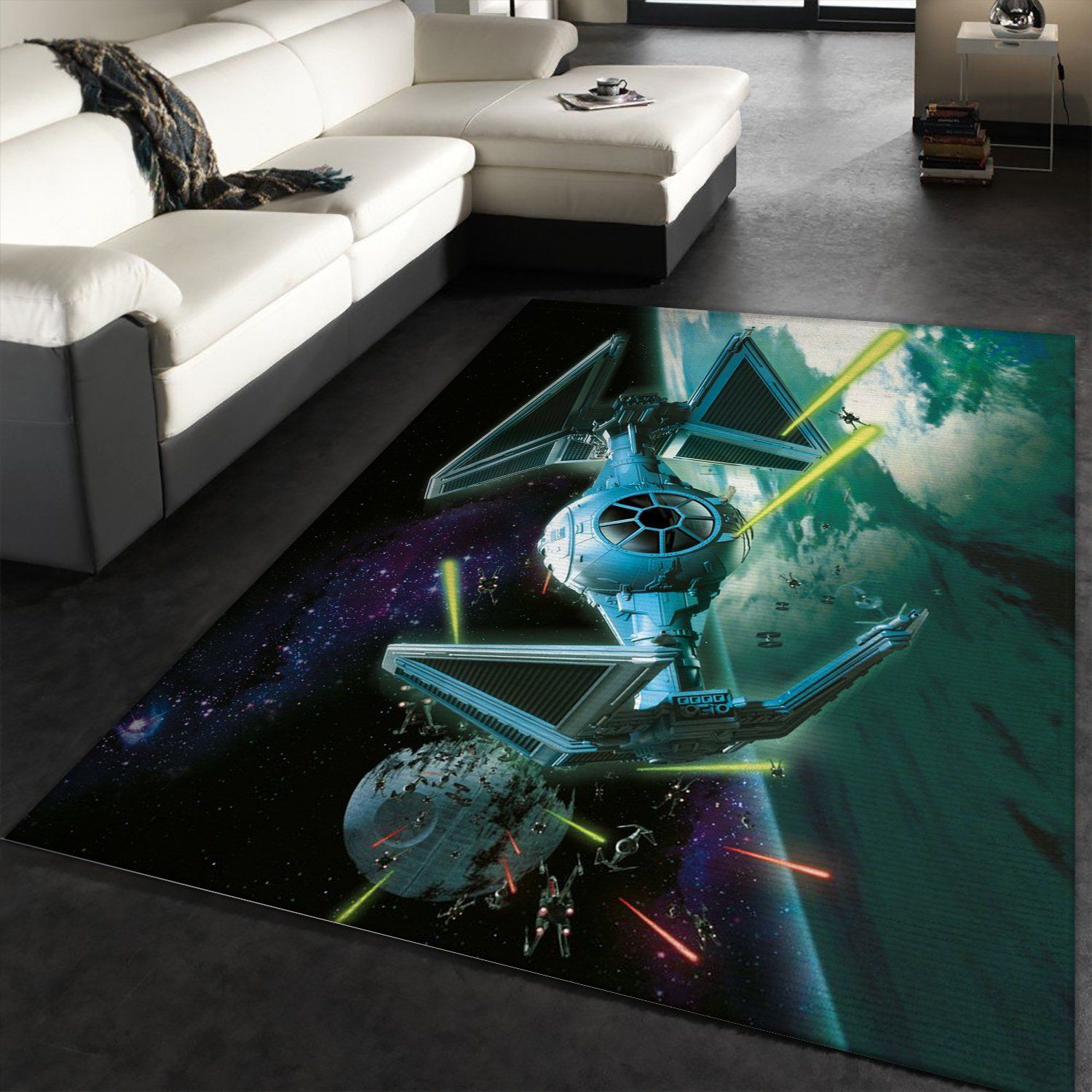 Tie Interceptor Star War Battle Zone Area Rug, Bedroom Rug, US Gift Decor