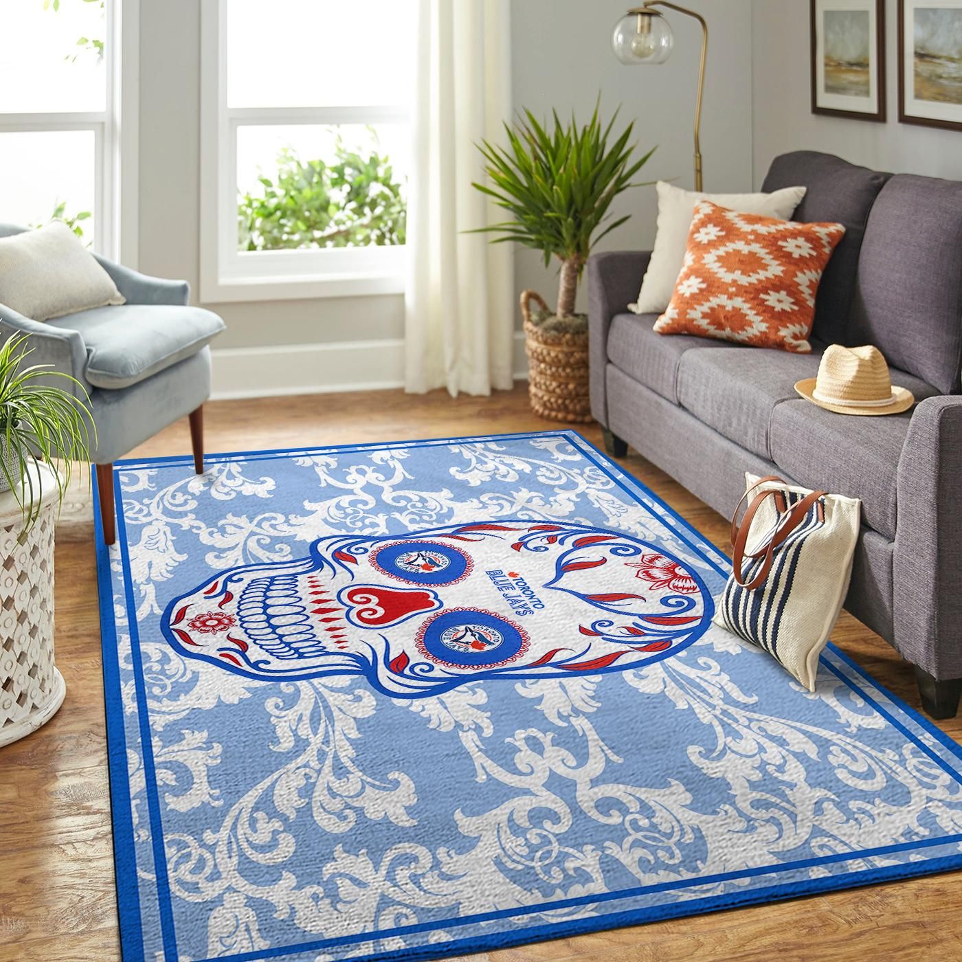 Toronto Blue Jays Mlb Team Logo Skull Style Nice Gift Home Decor Rectangle Area Rug