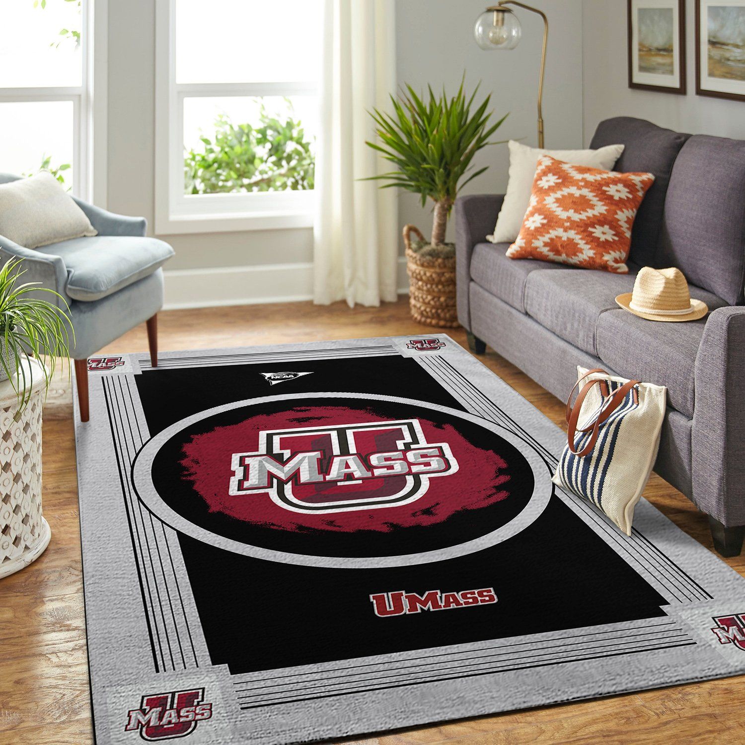 Umass Minutemen Ncaa Team Logo Nice Gift Home Decor Rectangle Area Rug