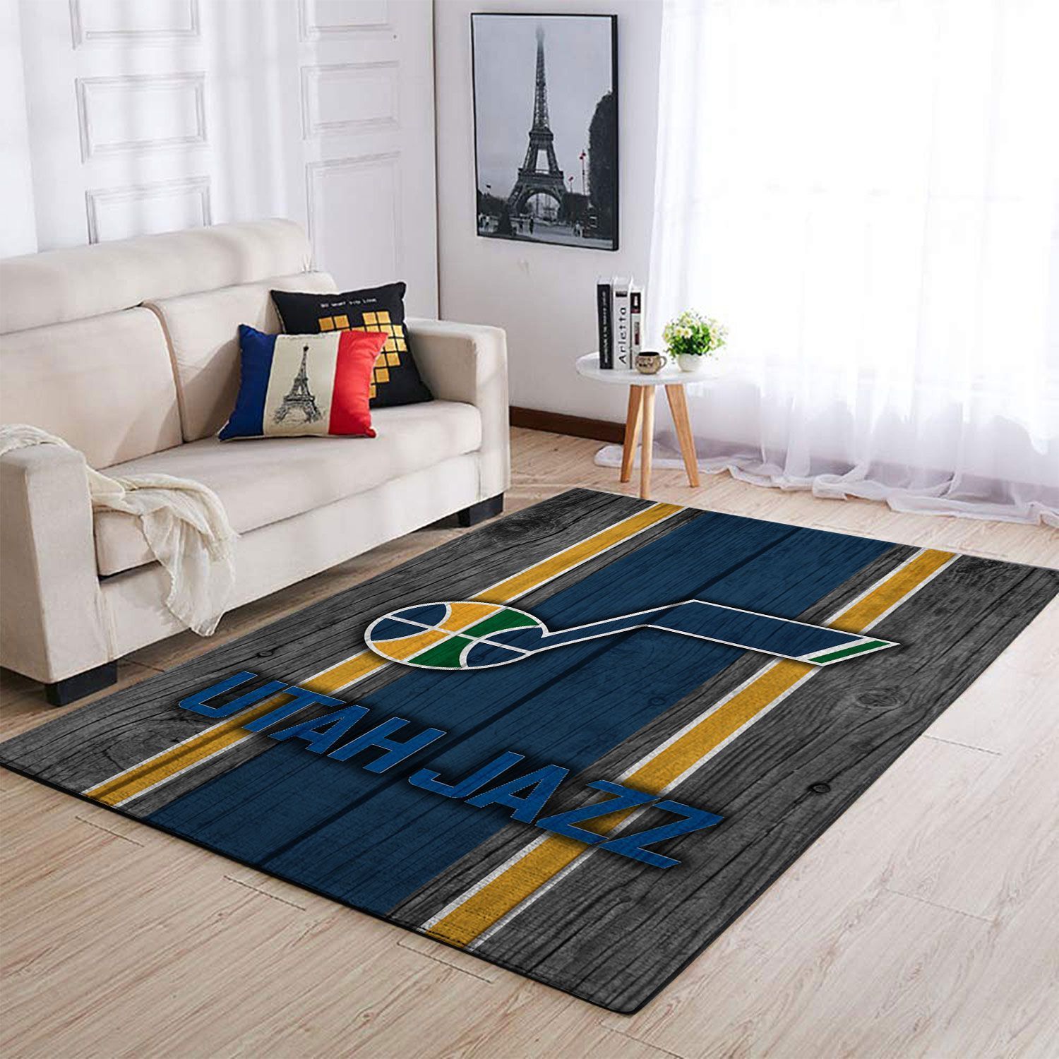 Utah Jazz Nba Team Logo Wooden Style Nice Gift Home Decor Rectangle Area Rug