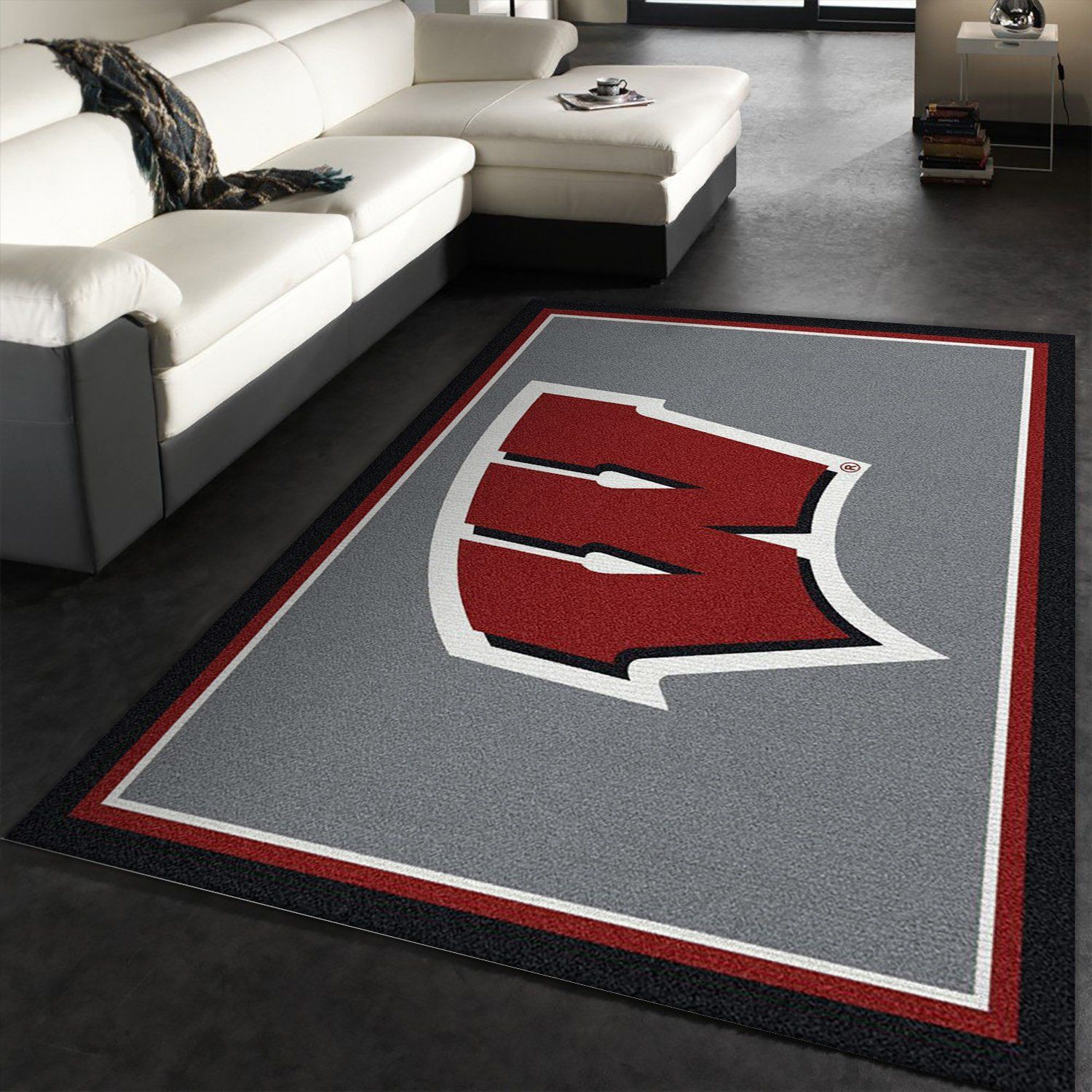 Wisconsin University Team Spirit Rug1 NCAA Area Rug, Living Room Rug, Family Gift US Decor