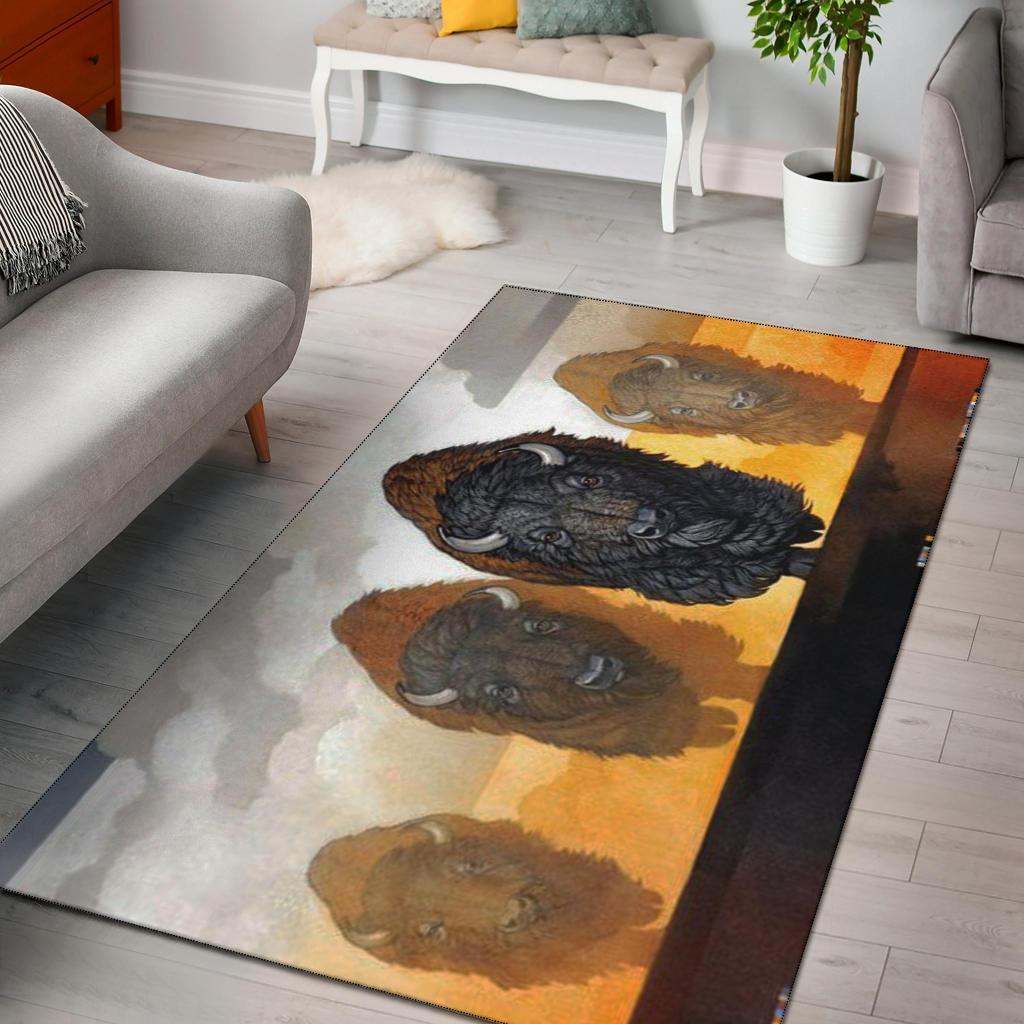 Bison Painting Native American Pride Area Rug Carpet