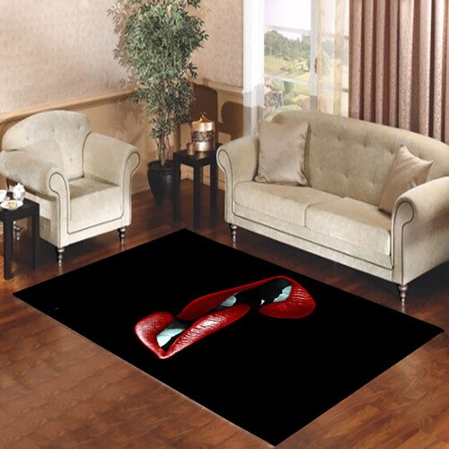 Bite Me red lips black cool sexy Living room carpet rugs