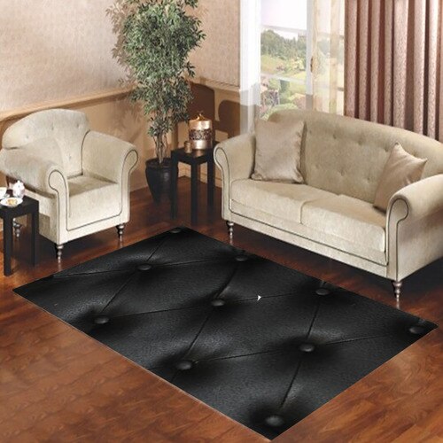 Black Leather Buttoned pattern printed Living room carpet rugs