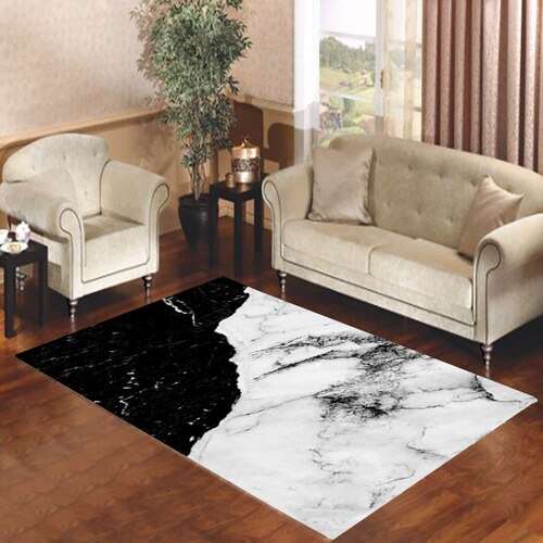 Black and White Contrast Marble Living room carpet rugs