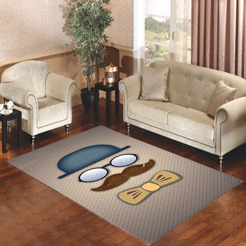 Blue Top Hat Moustache Glasses And Bow Tie Living room carpet rugs