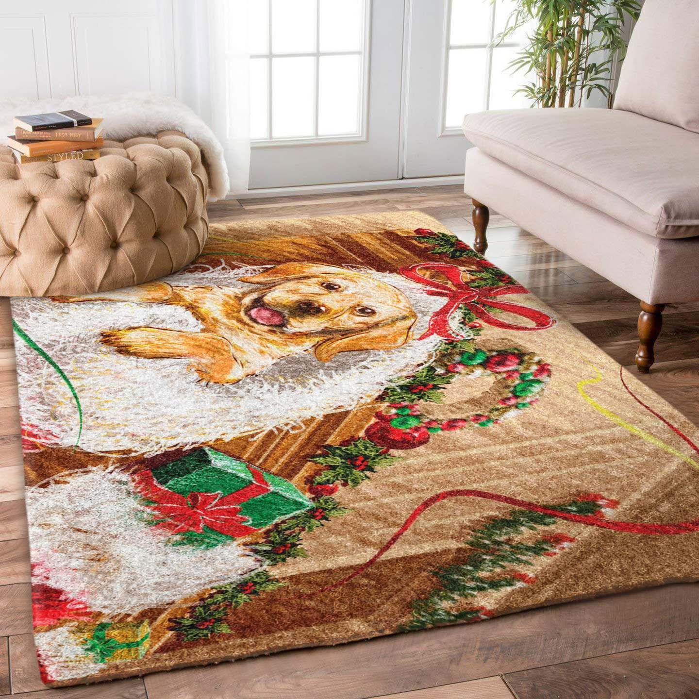 Christmas Golden Retriever Rug Carpet