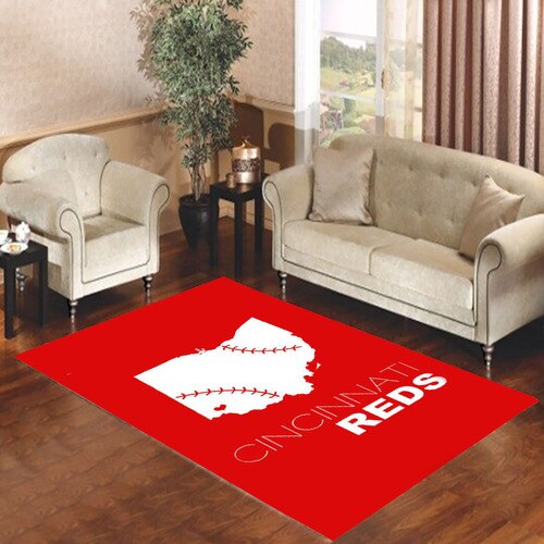 Cincinnati Reds Logo Ball Living room carpet rugs