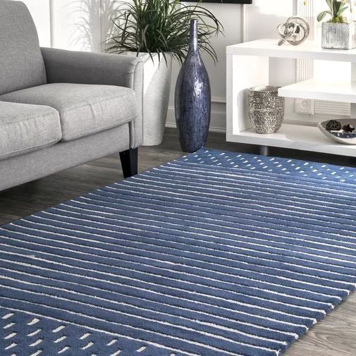 Navy And White Stripe Rug