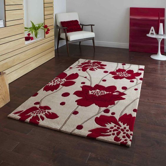 Red Flower Rug Carpet