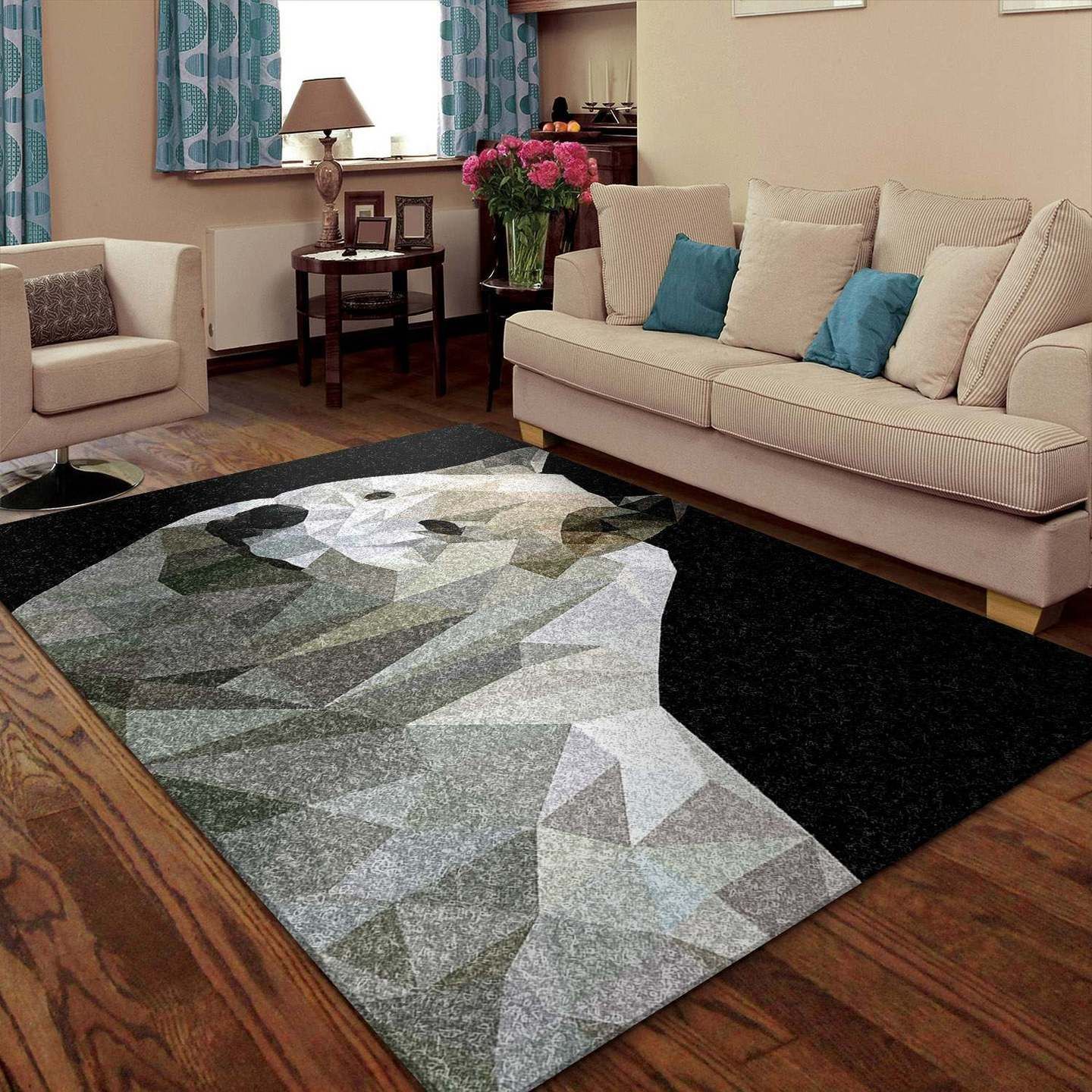 Samoyed Polygon Art Rug Carpet