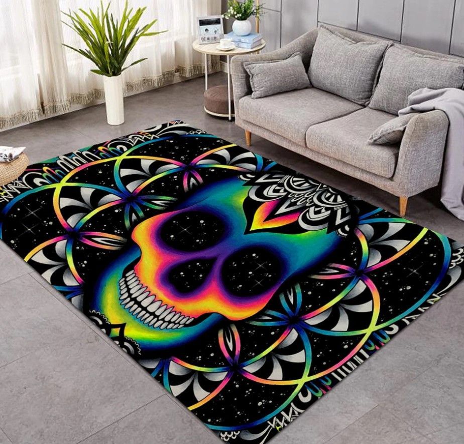 Skull Colorful Living Room Rug