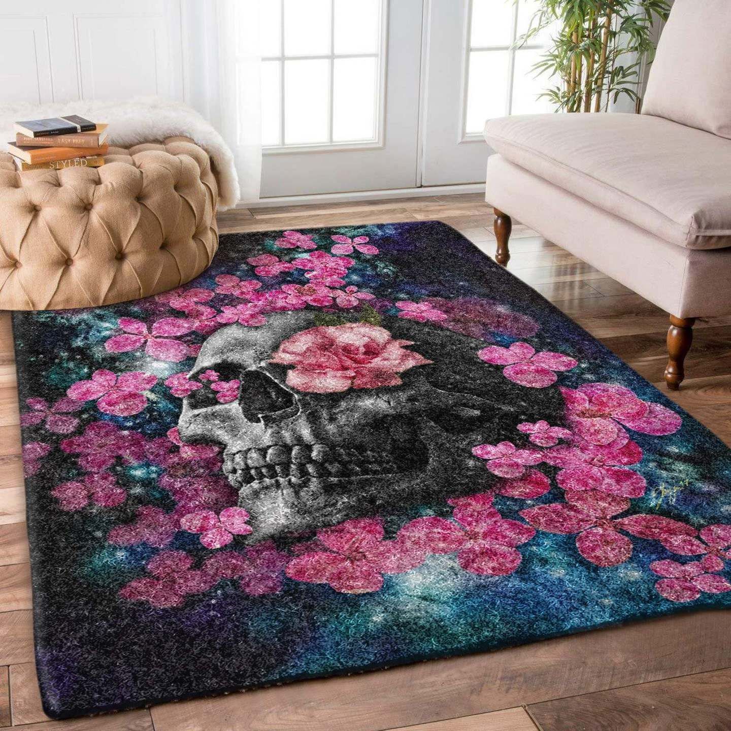 Skull Flower Rug Carpet