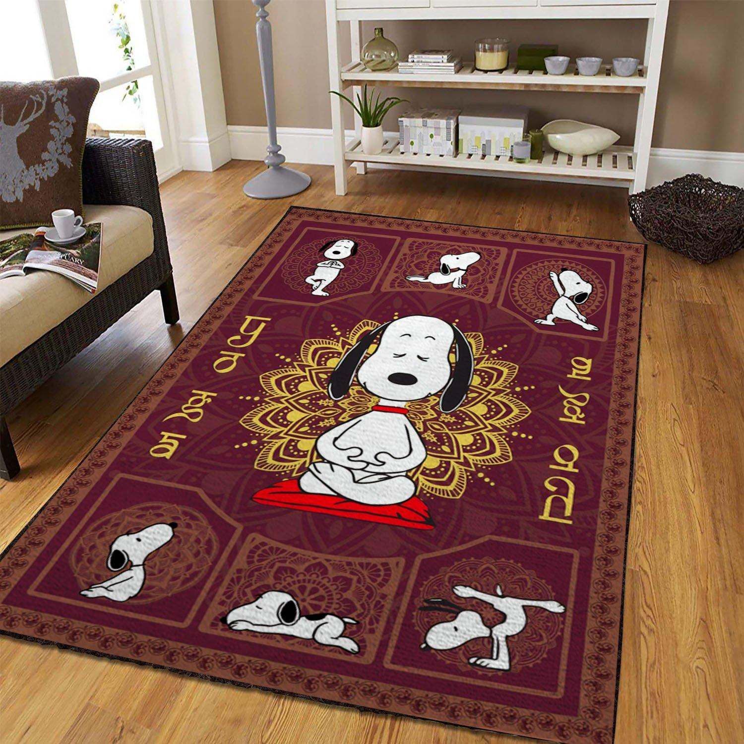 Snoopy Yoga Rug Carpet Mat All Over Print