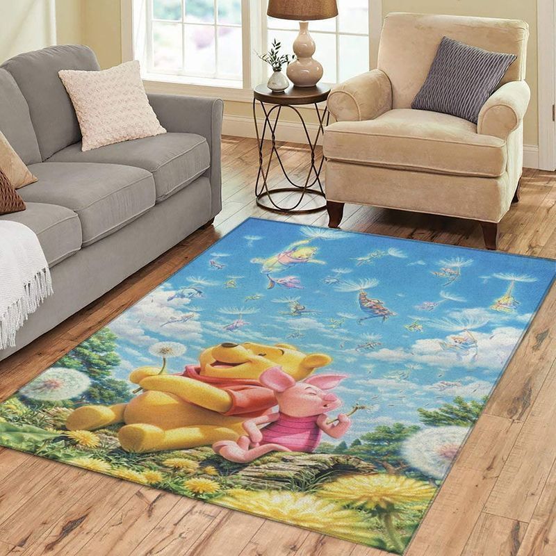 The Pooh Piglet on Flower Field Nice Gift Area Rug Carpet