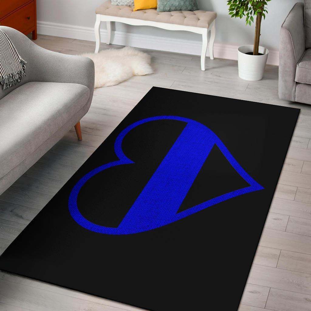 Thin Blue Line Heart Area Rug Carpet Carpet KTSR