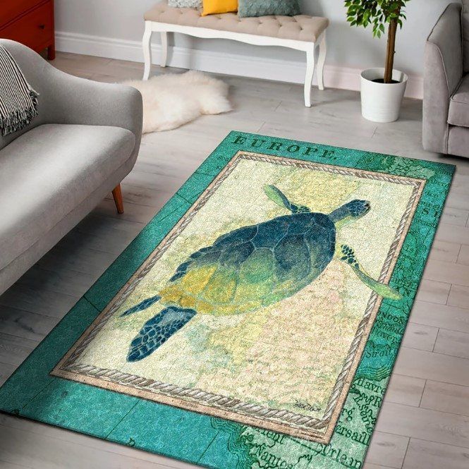 Turtle World Map Rug Carpet