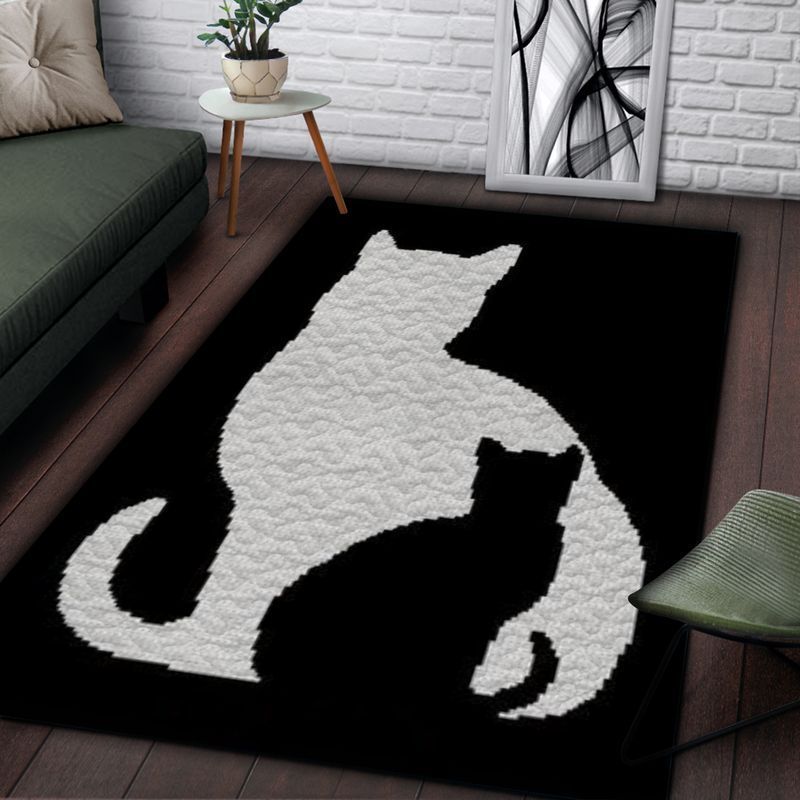 Two Cats Rectangle Rug Carpet