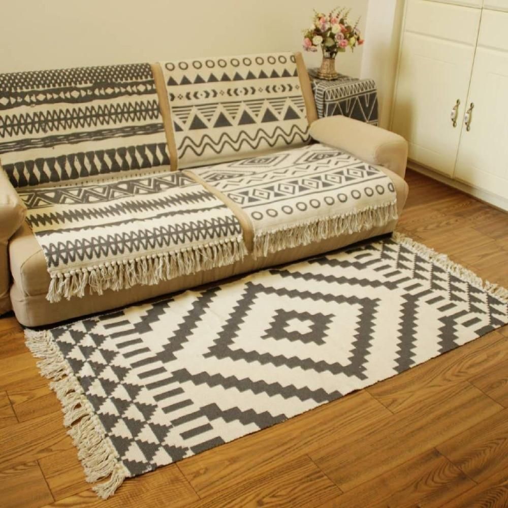 Vintage Woven Geometric Rug Carpet Native Indian Design