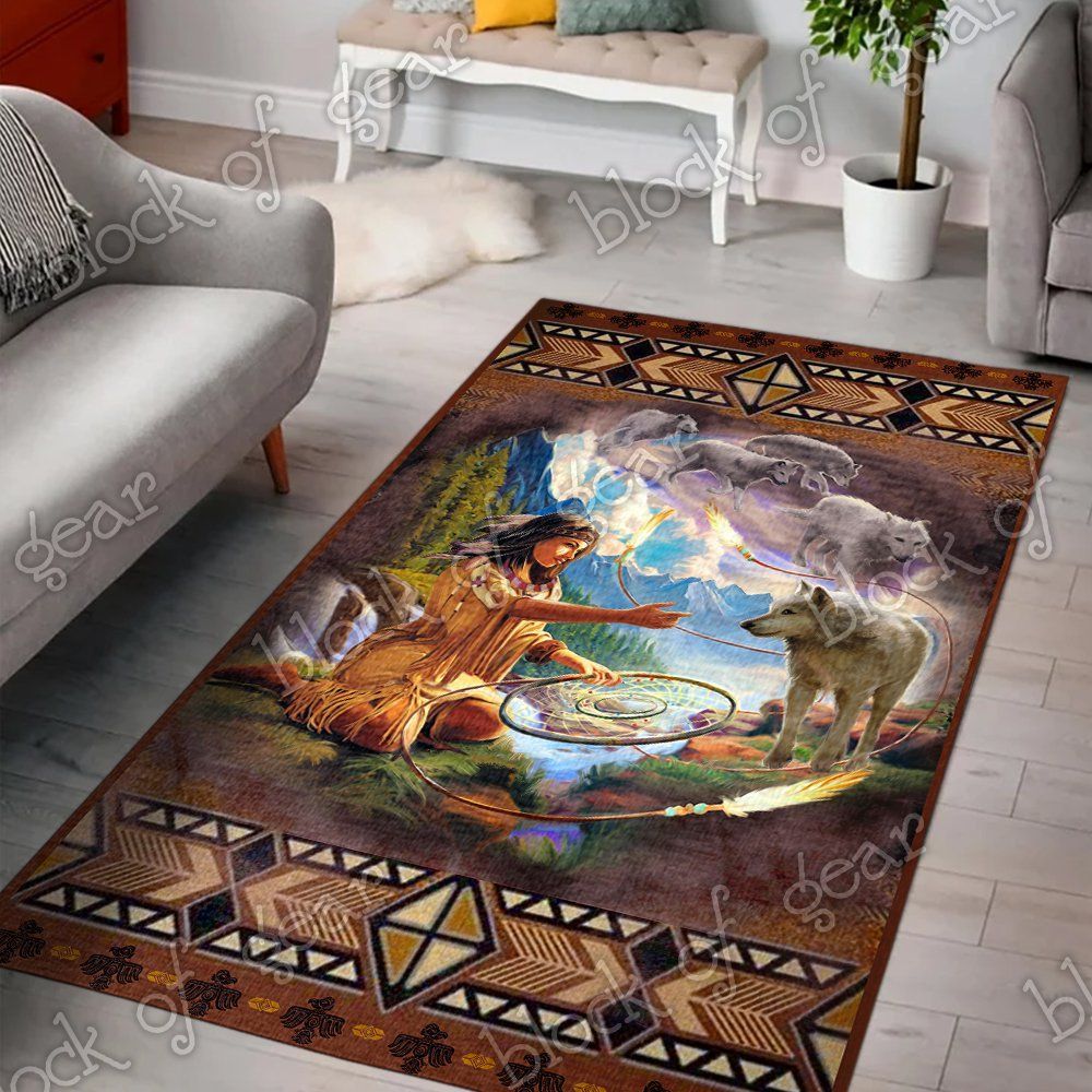 Wolf Native American Rug Carpet