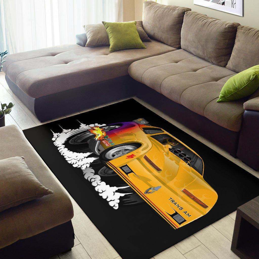 Yellow Firebird Trans Am Dragster Area Rug Carpet Carpets