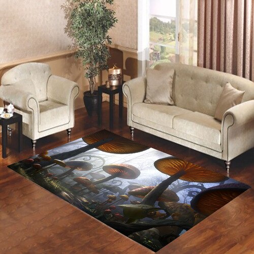 alice in wonderland mushroom land Living room carpet rugs